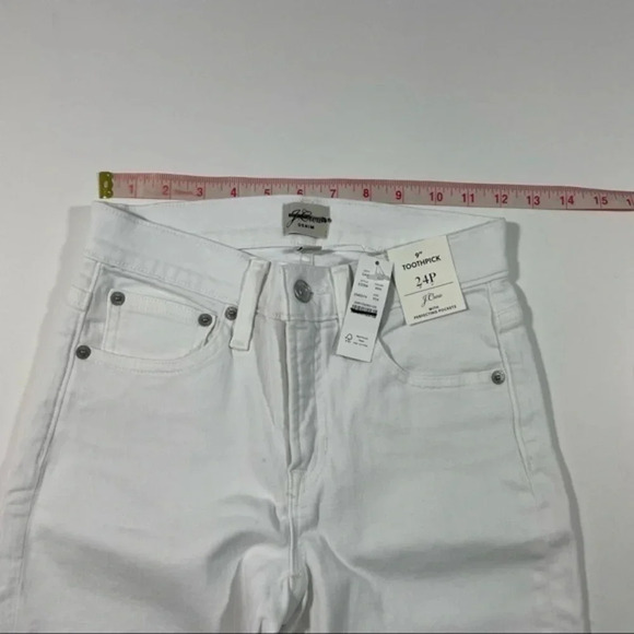 New Damaged J Crew 9” Mid Rise Toothpick Jeans White E2268 - Picture 9 of 11